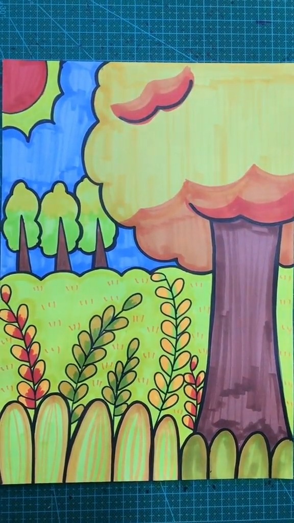 儿童简笔画#小草大树,小孩画画能用上-度小视