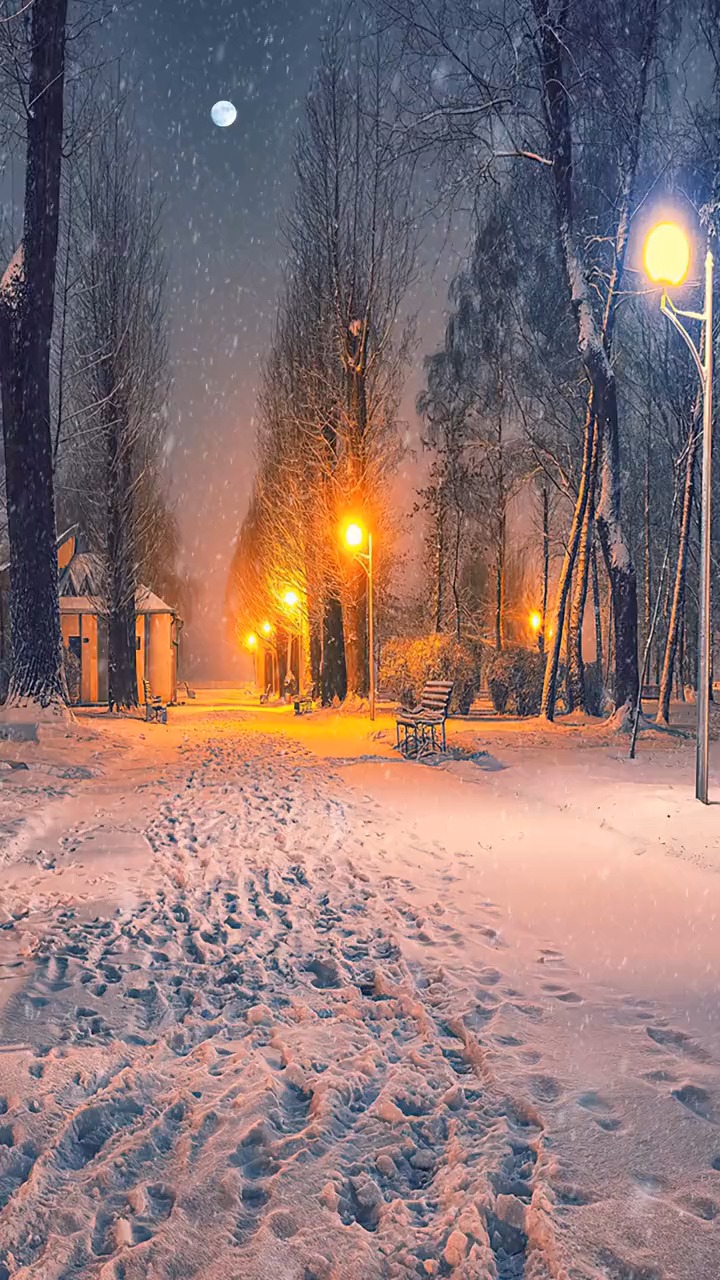 拍摄于2018年1月29日凌晨1点,一个人静静的在路灯下走着,路灯多半是暖