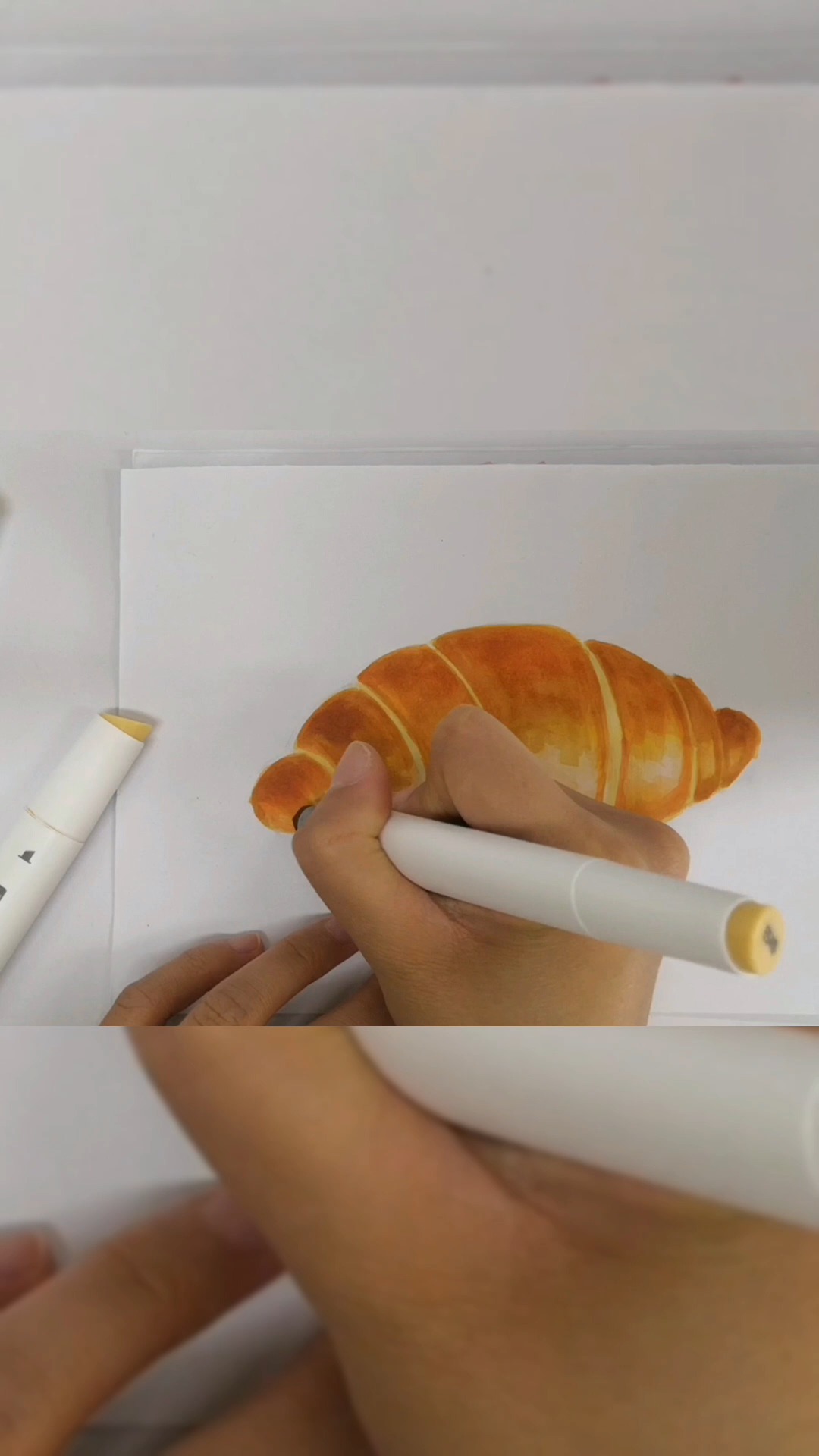 手绘#【艾尔斯马克绘】马克笔手绘牛角面包