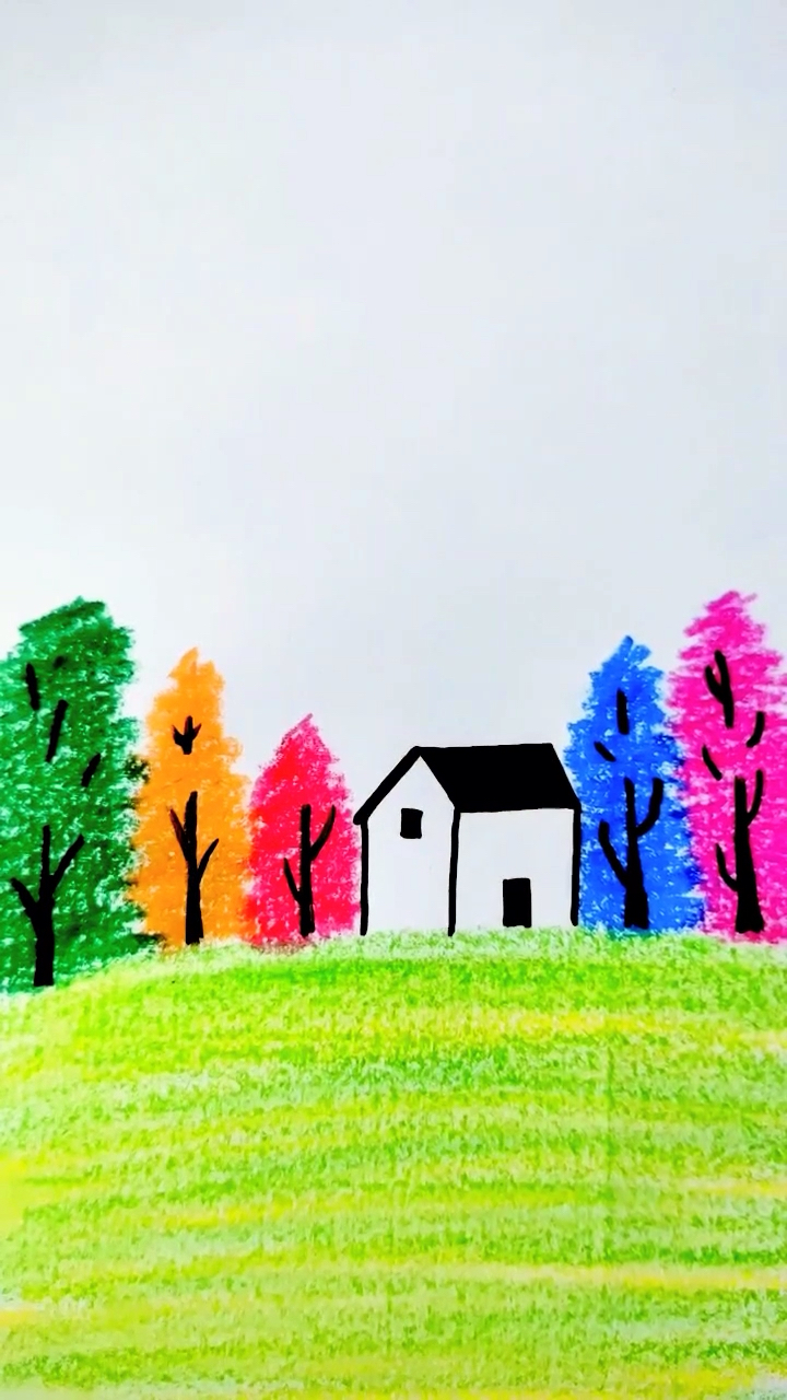 简笔画#油画棒简笔画