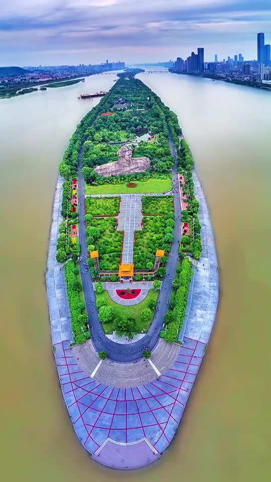 航拍橘子洲头你才会知道如此壮观