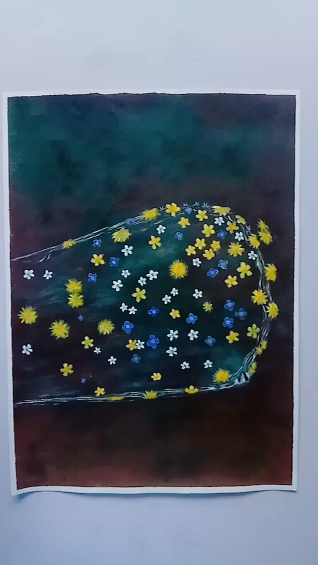 绘画#野花版泼花成画