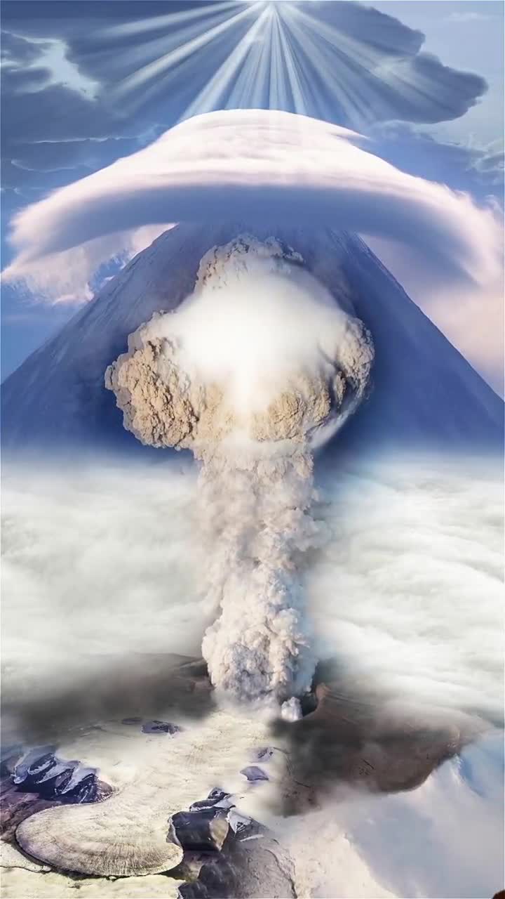 为了拍到火山爆发,蹲守三天三夜,高空视角竟然拍到蘑菇云