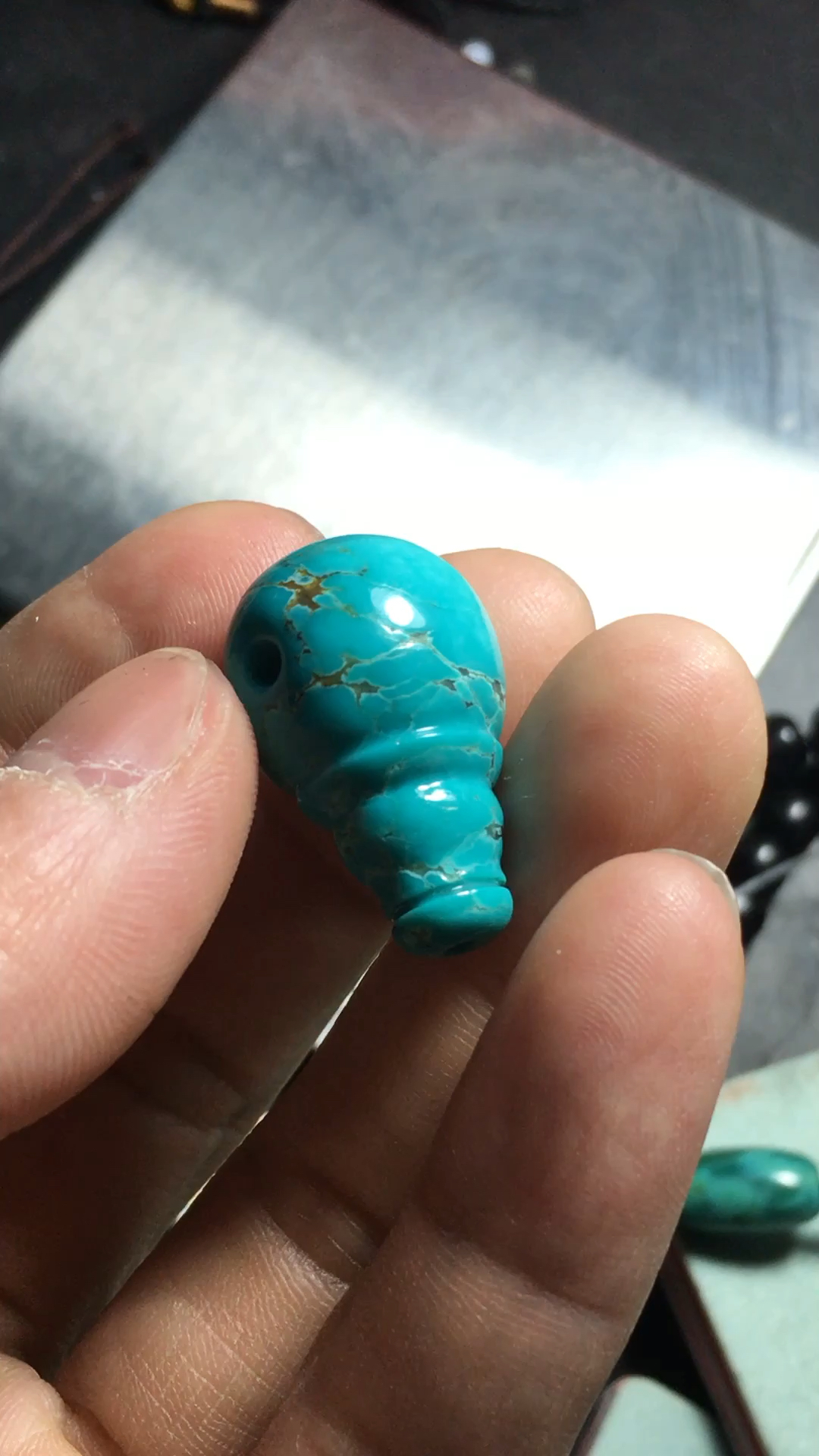 湖北原矿高瓷绿松石三通