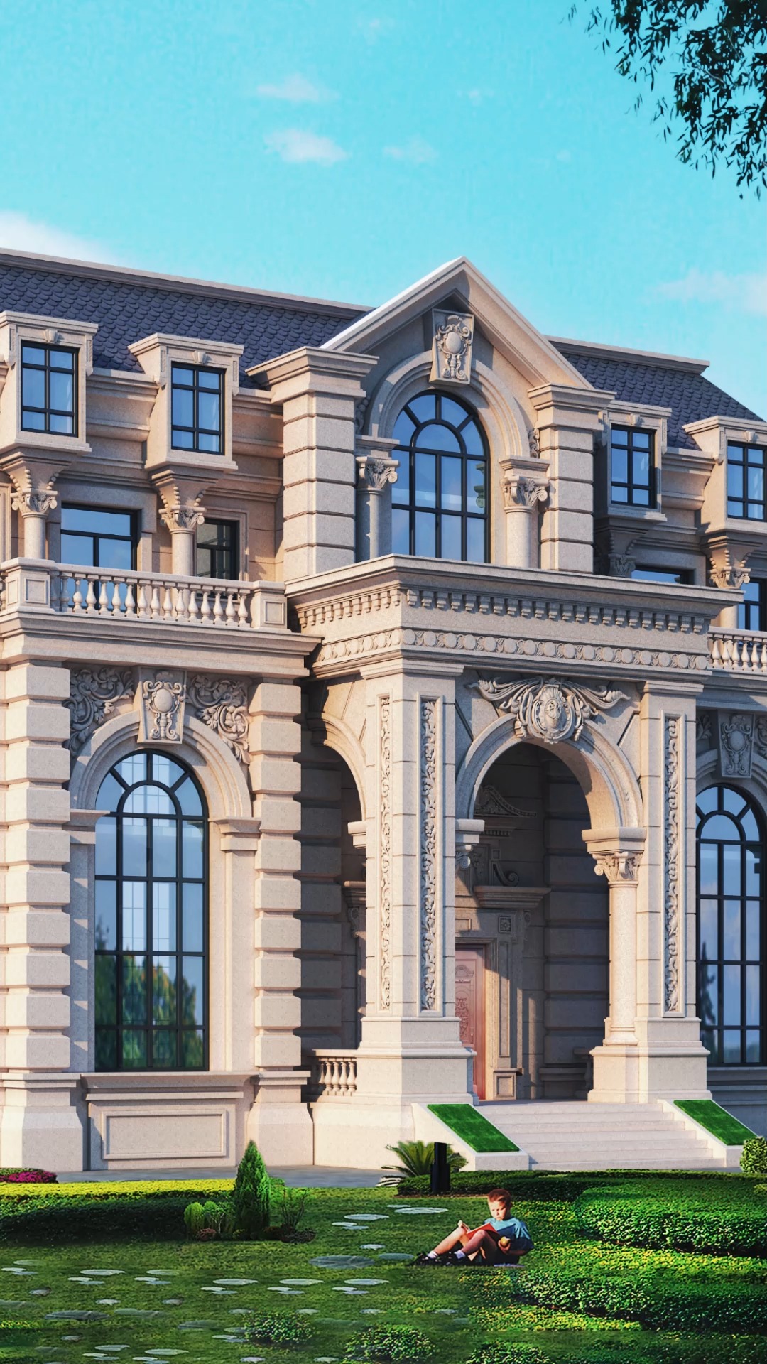 豪宅#村里建一栋这样的别墅,人人都羡慕.