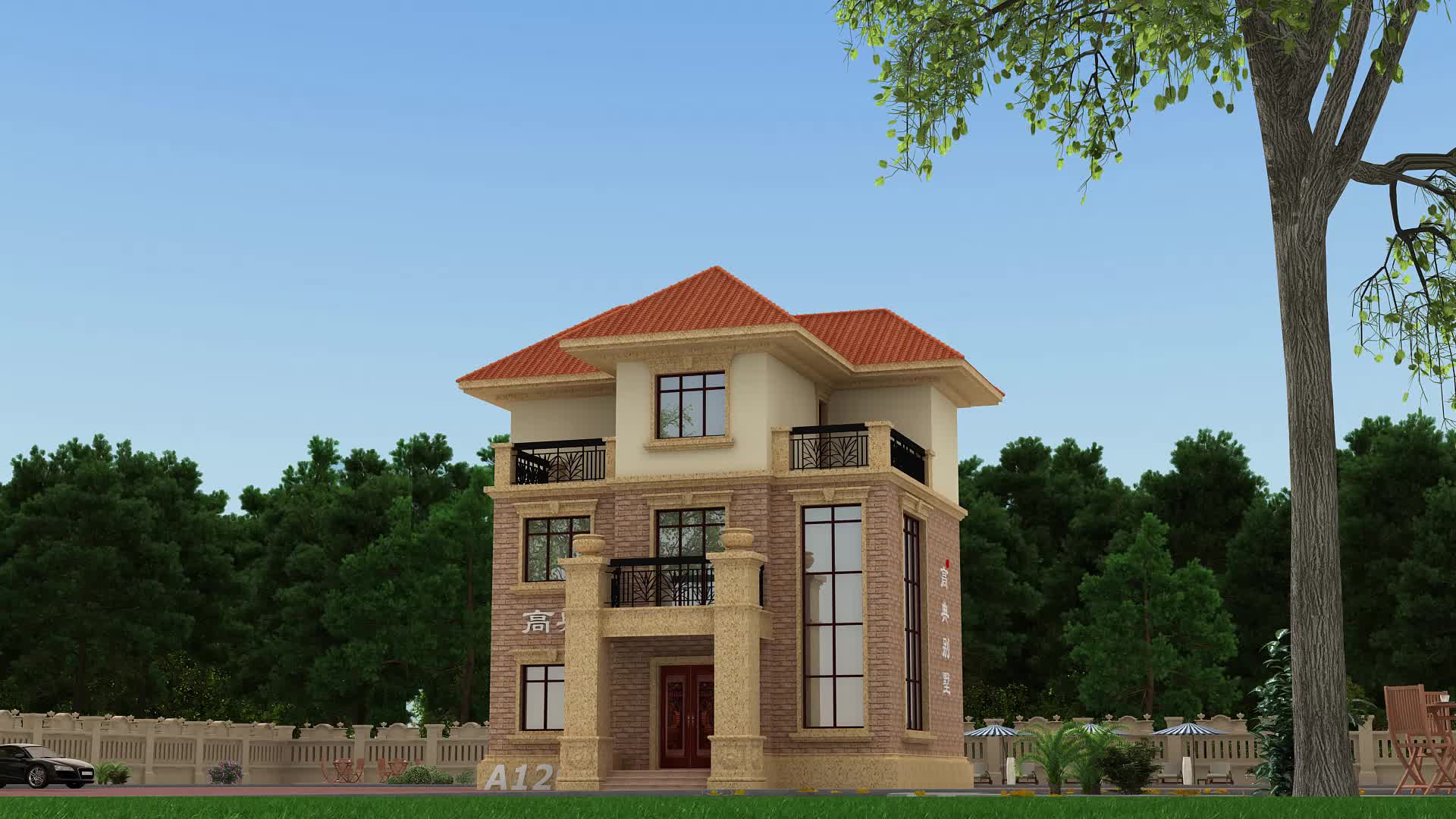 三层欧式别墅,外观不俗套,样式美观.-度小视