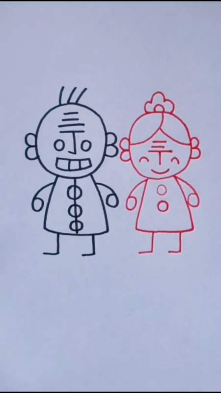 绘画教程#小时候只画过丁老头,没有画过丁老太