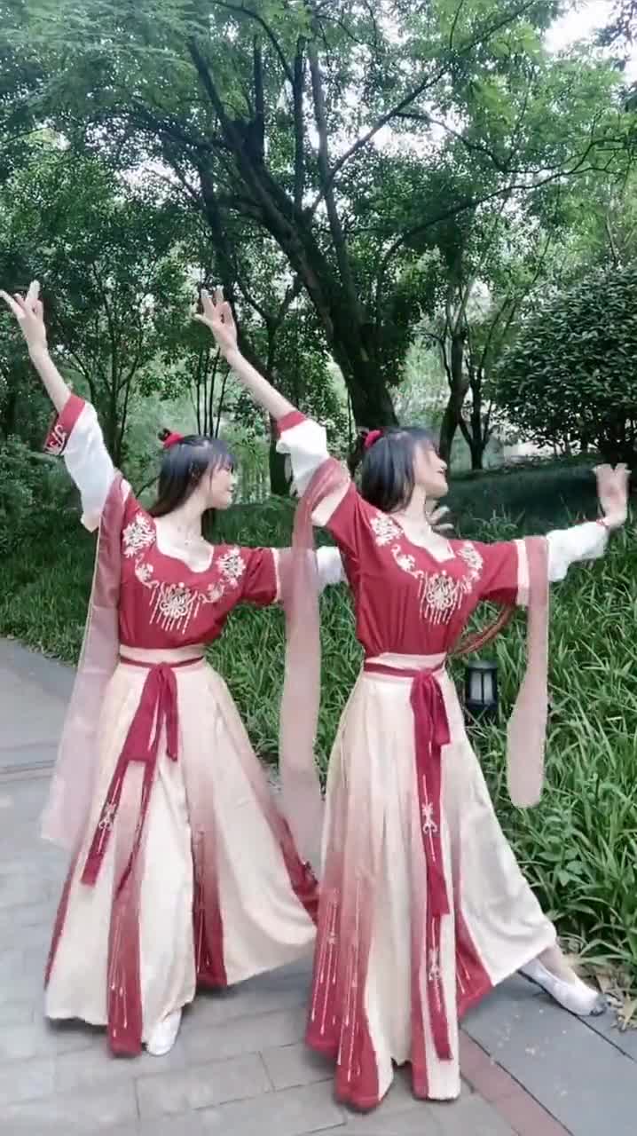 汉服双胞胎姐妹,这动作实在太美了!