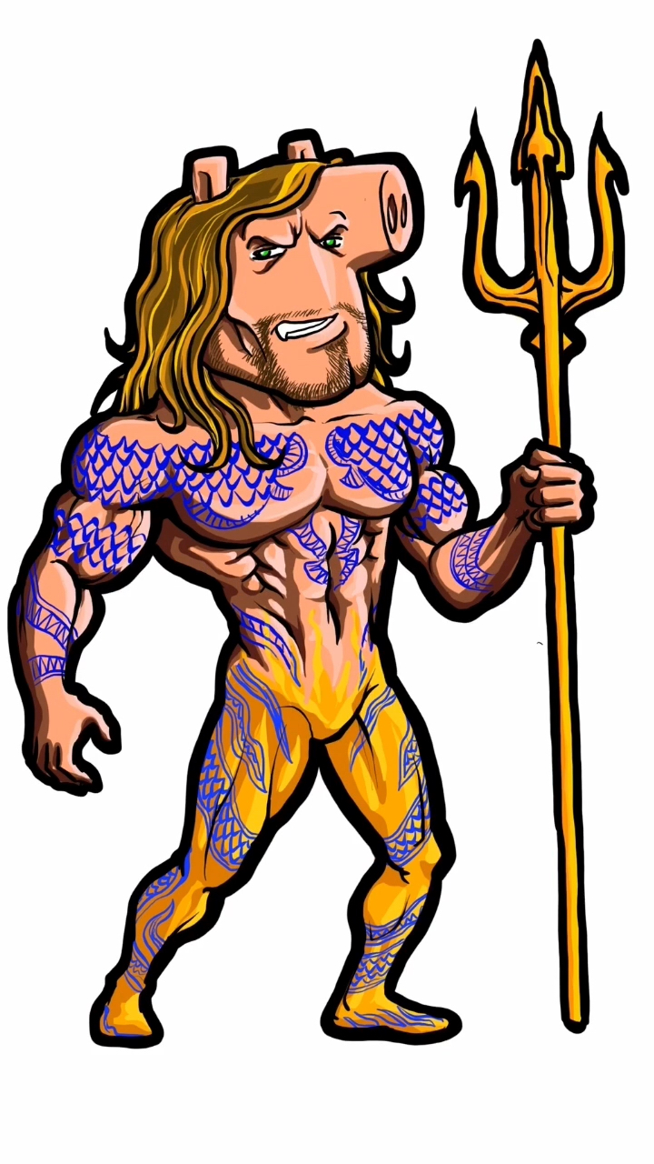 佩奇版海王,原创小画,谢谢点赞关注,每天更新哦