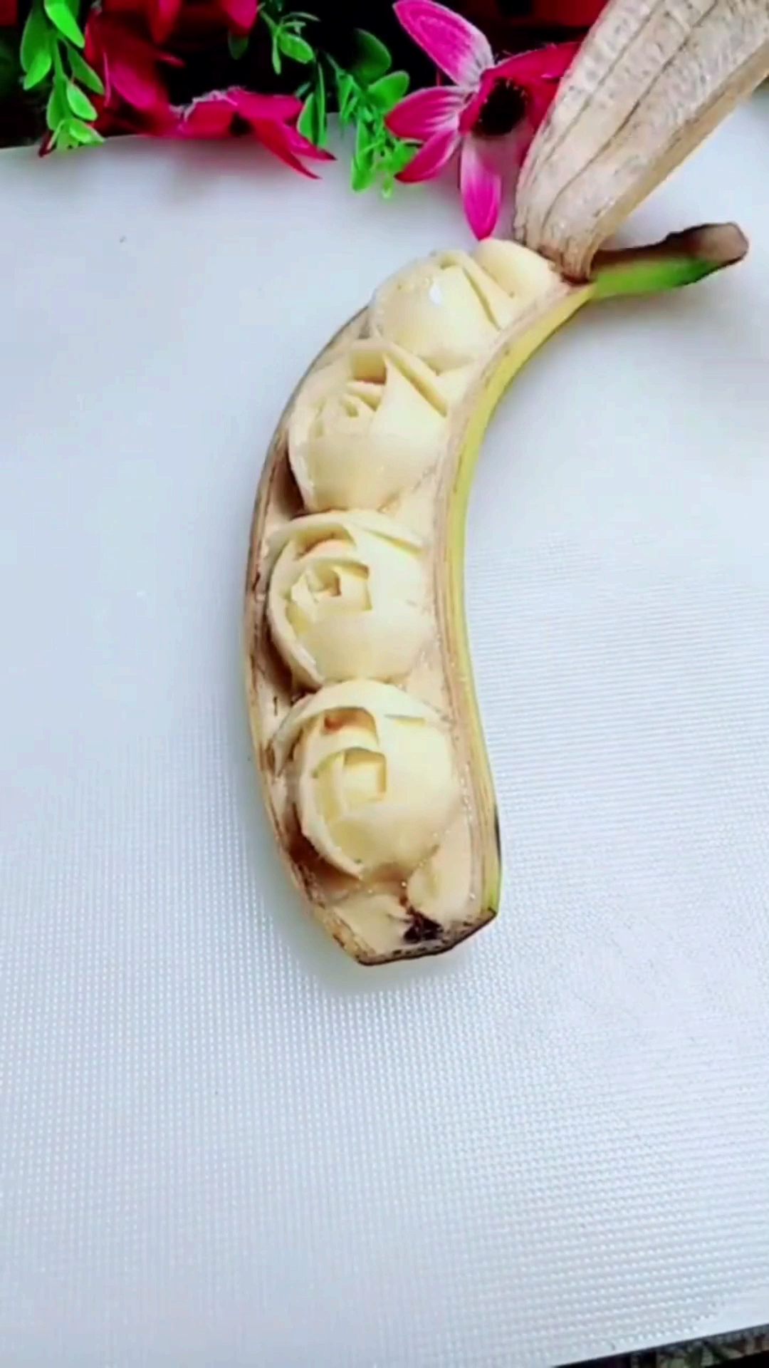 全民好物节#香蕉玫瑰花#水果雕刻艺术@全民小助手