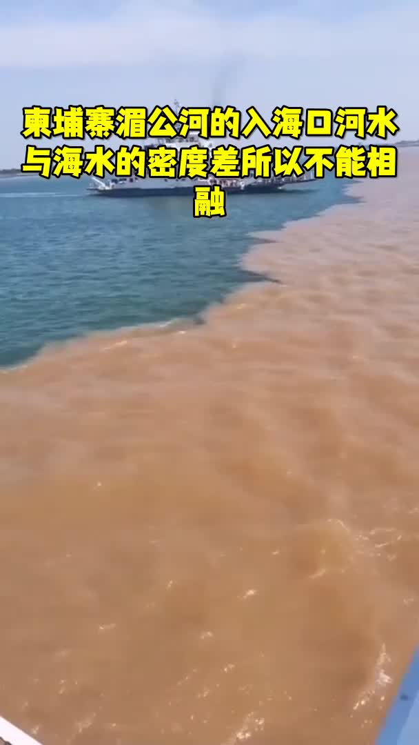 柬埔寨湄公河的入海口河水与海水的密度差所以不能相融