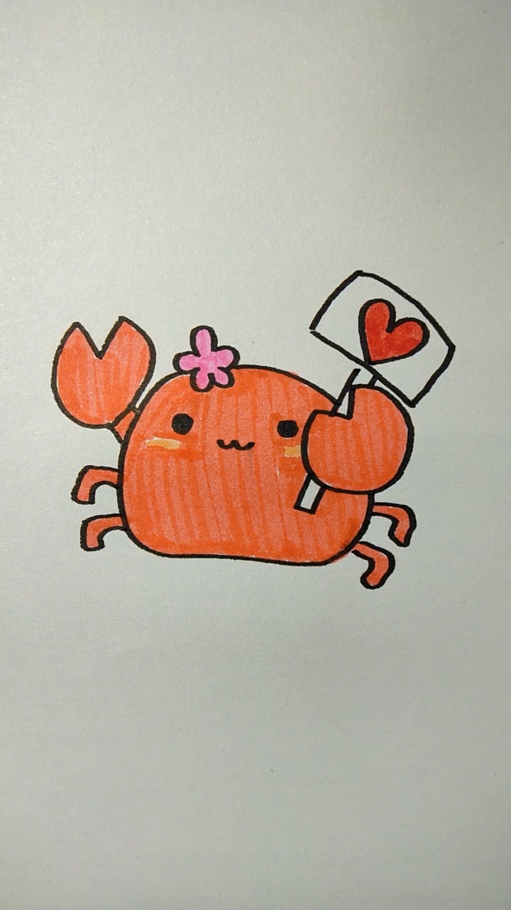 画画原来如此简单#跟我一起来画螃蟹简笔画