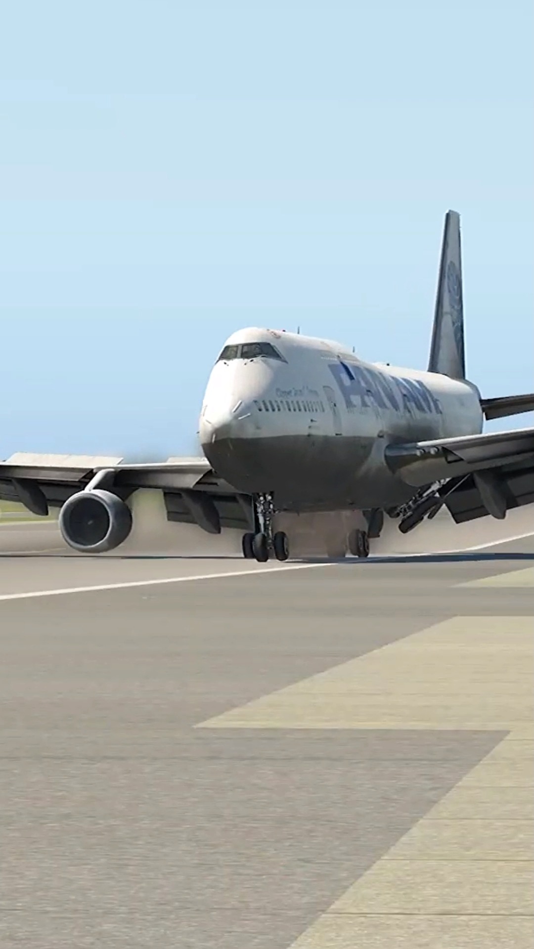 飞机#b747客机单起落架着陆