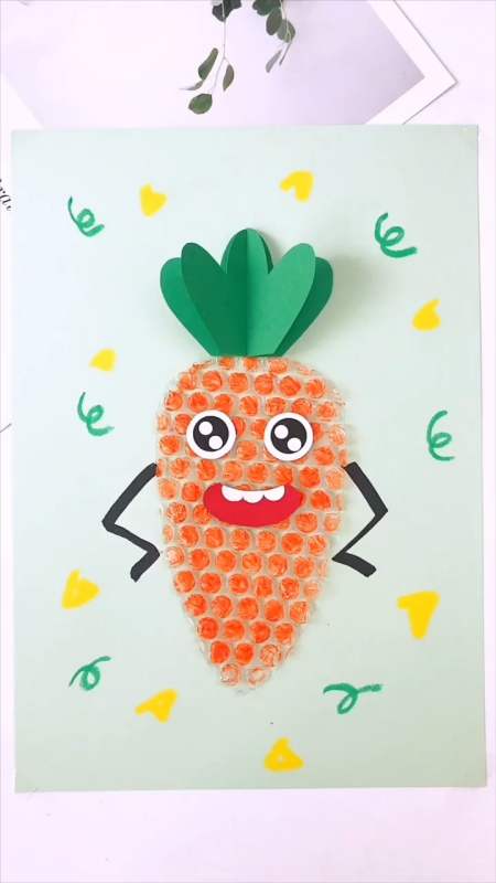 手工制作#用气泡膜做一个超可爱的胡萝卜