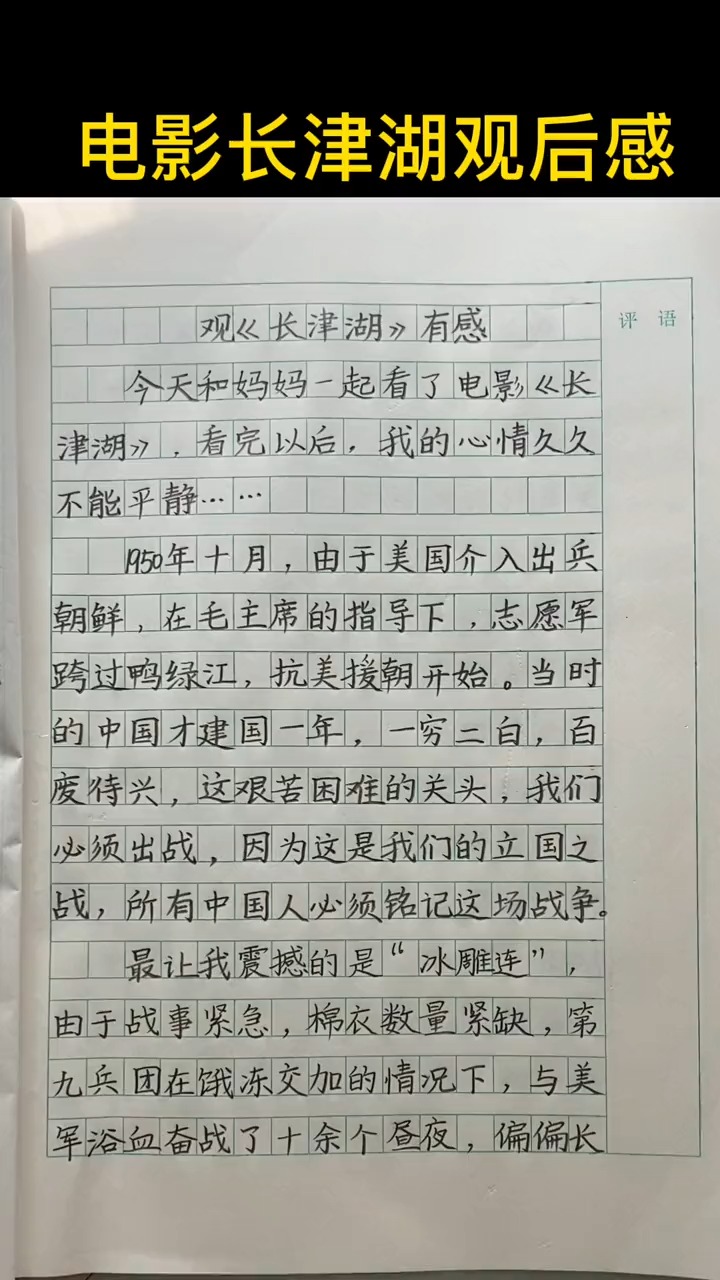 儿童教育长津湖观后感小学作文