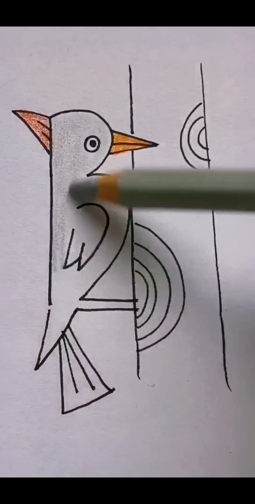 画画原来如此简单#李点点简笔画～数字12画啄木鸟