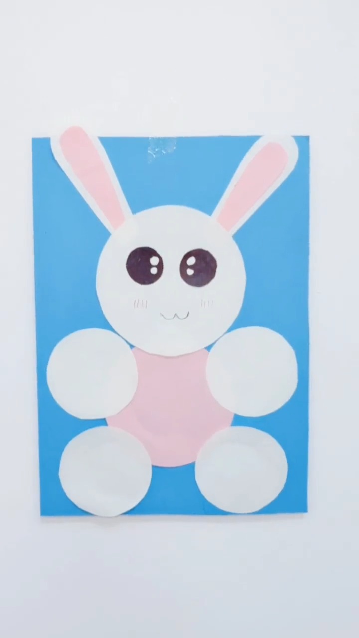 可爱兔,圆形拼贴画,适合中大班小朋友