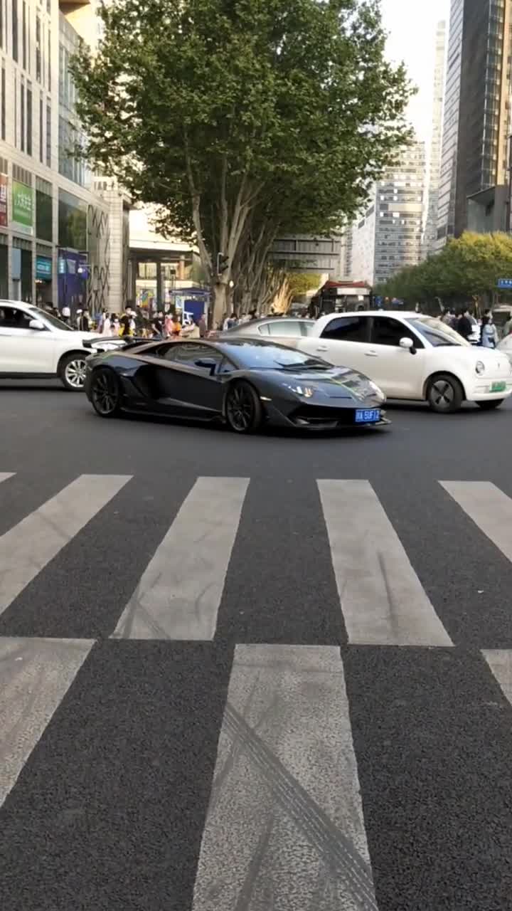 知名主播开兰博基尼svj出来炸街,路过的行人都纷纷羡慕了