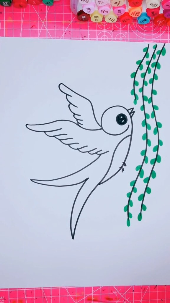 简笔画小燕子穿花衣简单易学