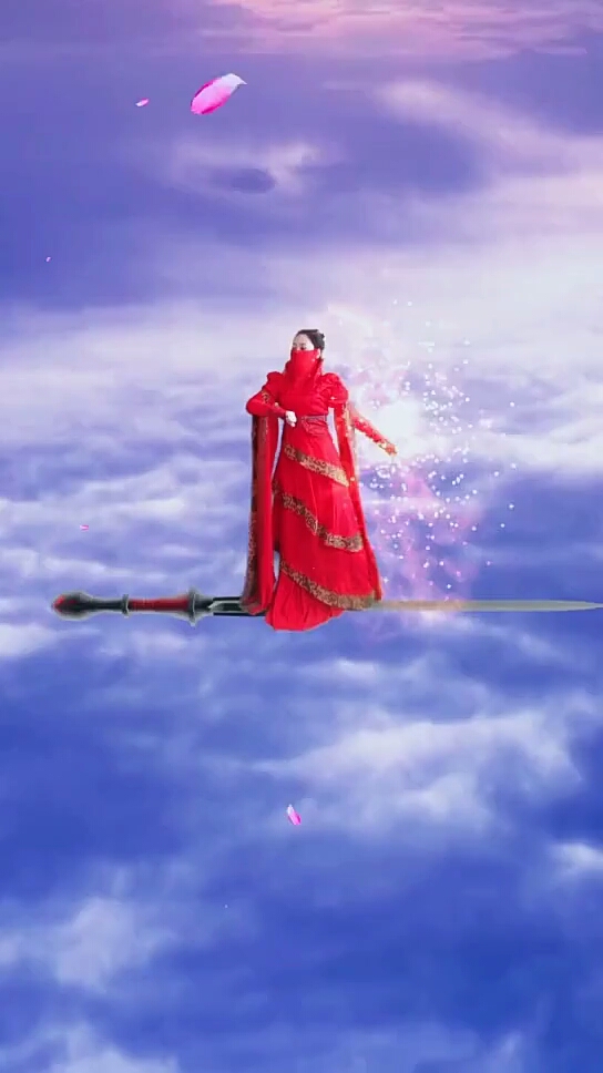 红色龙葵御剑飞行.