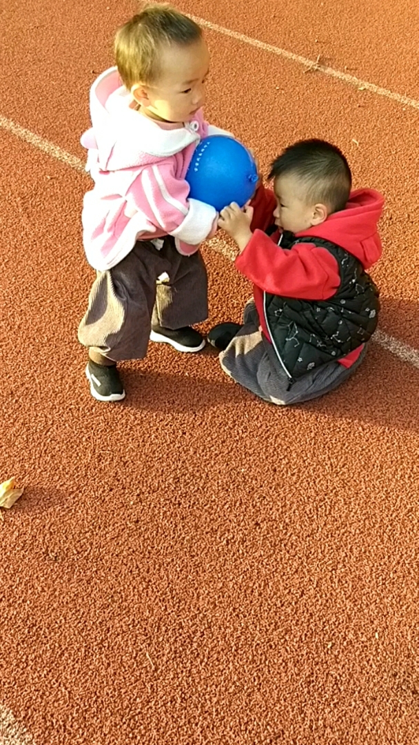 两个小朋友抢球
