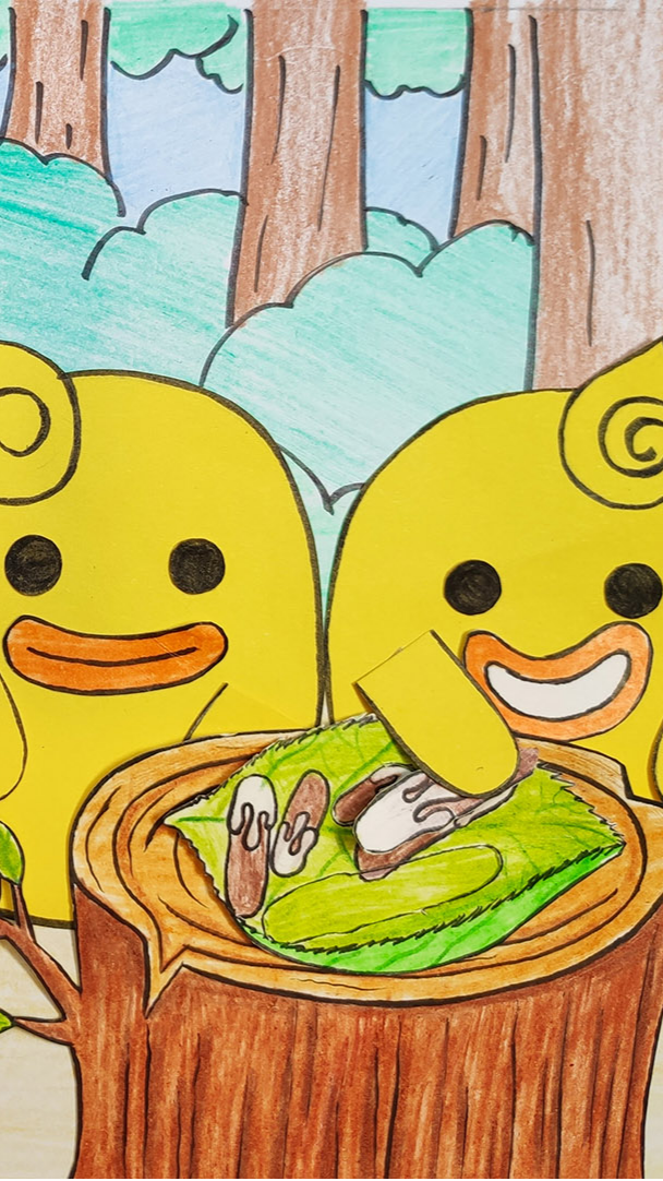 手绘定格动画:哪根是最长的巧克力饼干 ?小蜜鸭来帮忙