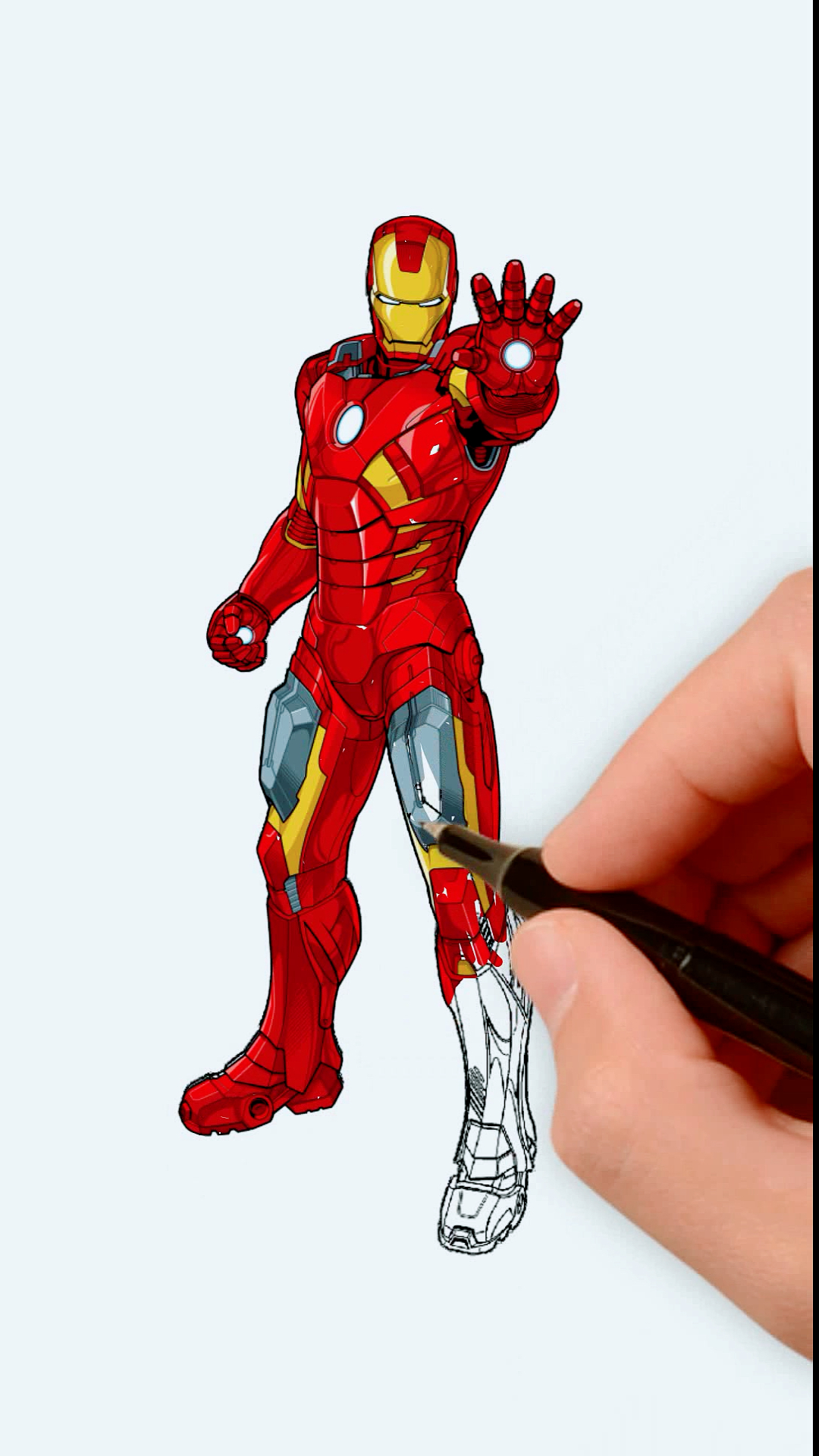 #画画原来如此简单#爸爸画的钢铁侠vs我画的钢铁侠