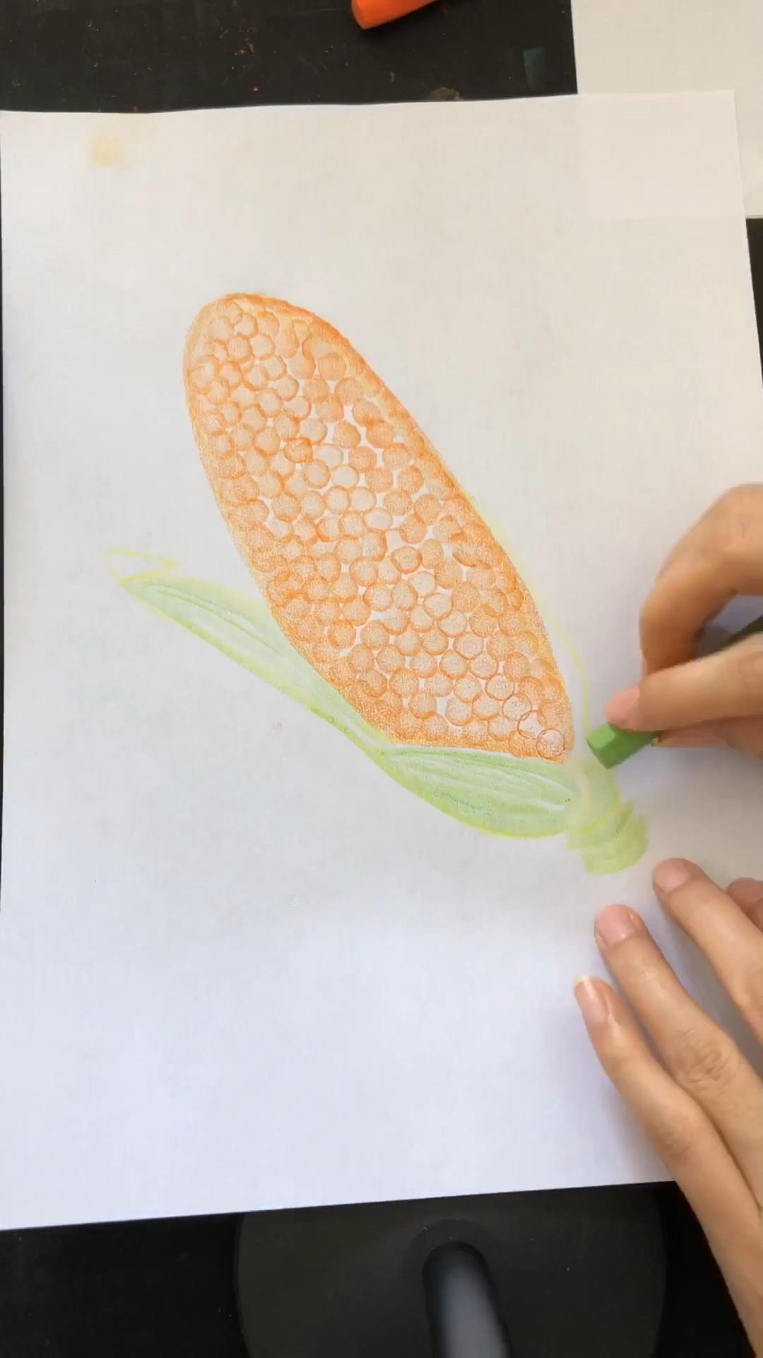 全民独门绝技咖#油画棒画玉米,是不是别有一番风味,求赞求关注,感谢