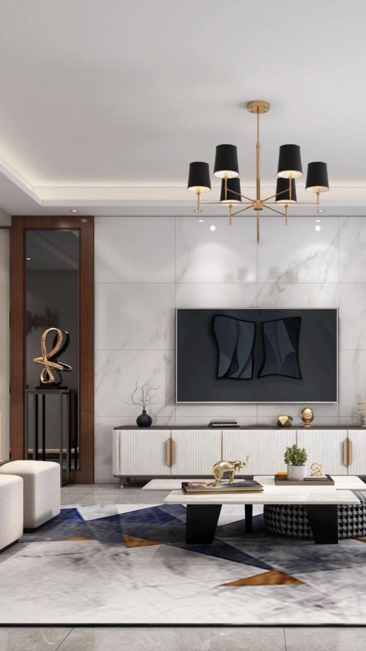 新城市新生活#电视背景墙选择地砖上墙,效果比大理石看着更美,颜指哌