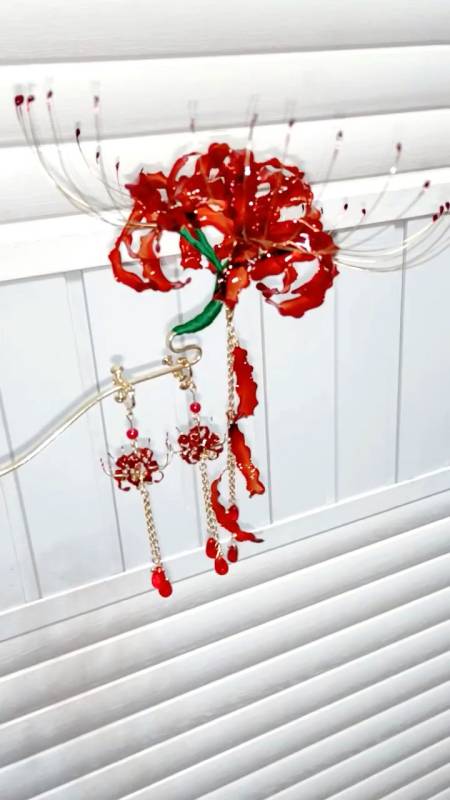 细节图,红色彼岸花,幸亏姐姐帮我带宝宝,终于做好了.