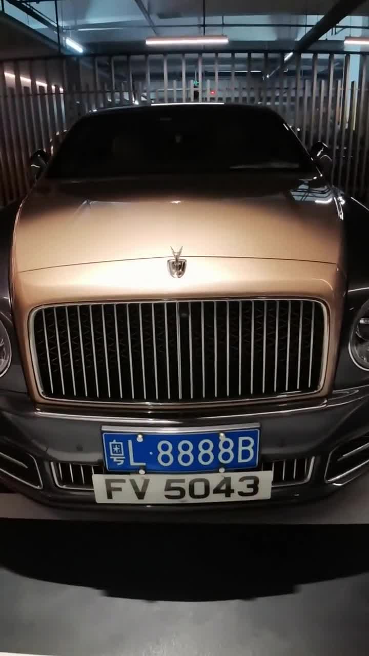 偶遇惠州大佬座驾车牌4连号挂着fv香港牌的宾利慕尚