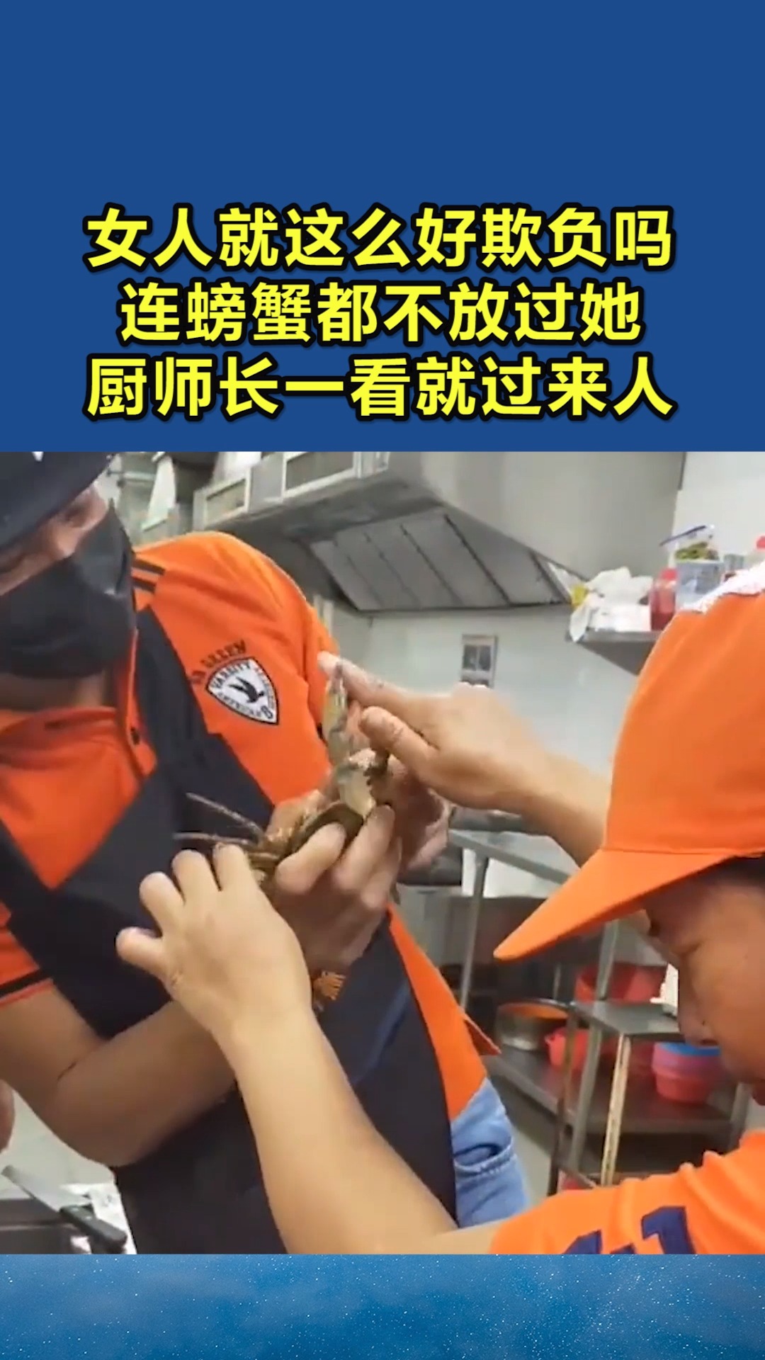我要上热门#女人就这么好欺负吗,连螃蟹都不放过她,厨师长一看就估创
