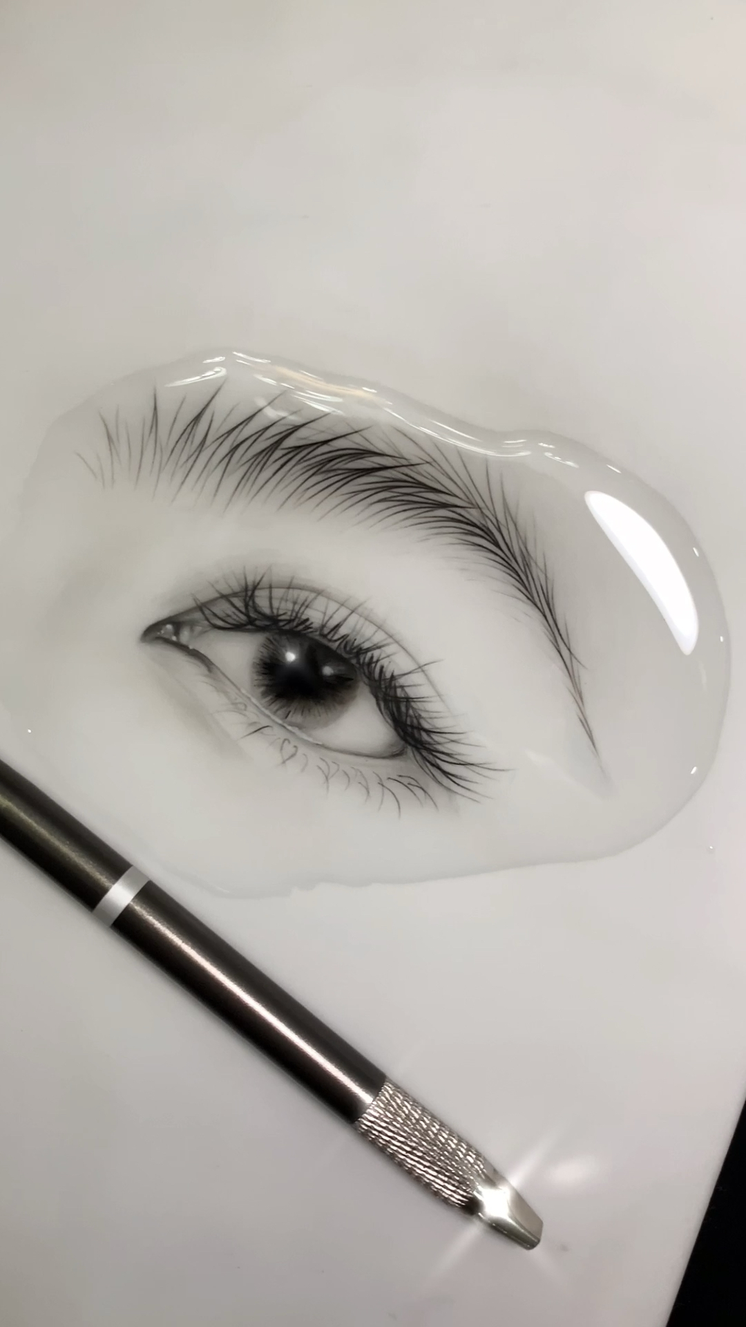 不划开皮肤线条眉#眉眼之间,手工操作仿皮作品