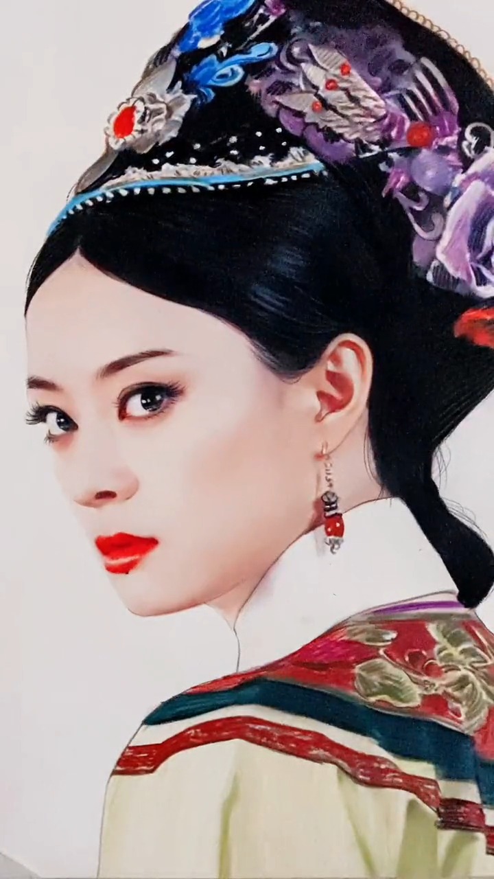 孙俪古装里面不好画的就是头饰太复杂了画了56小时终于完工