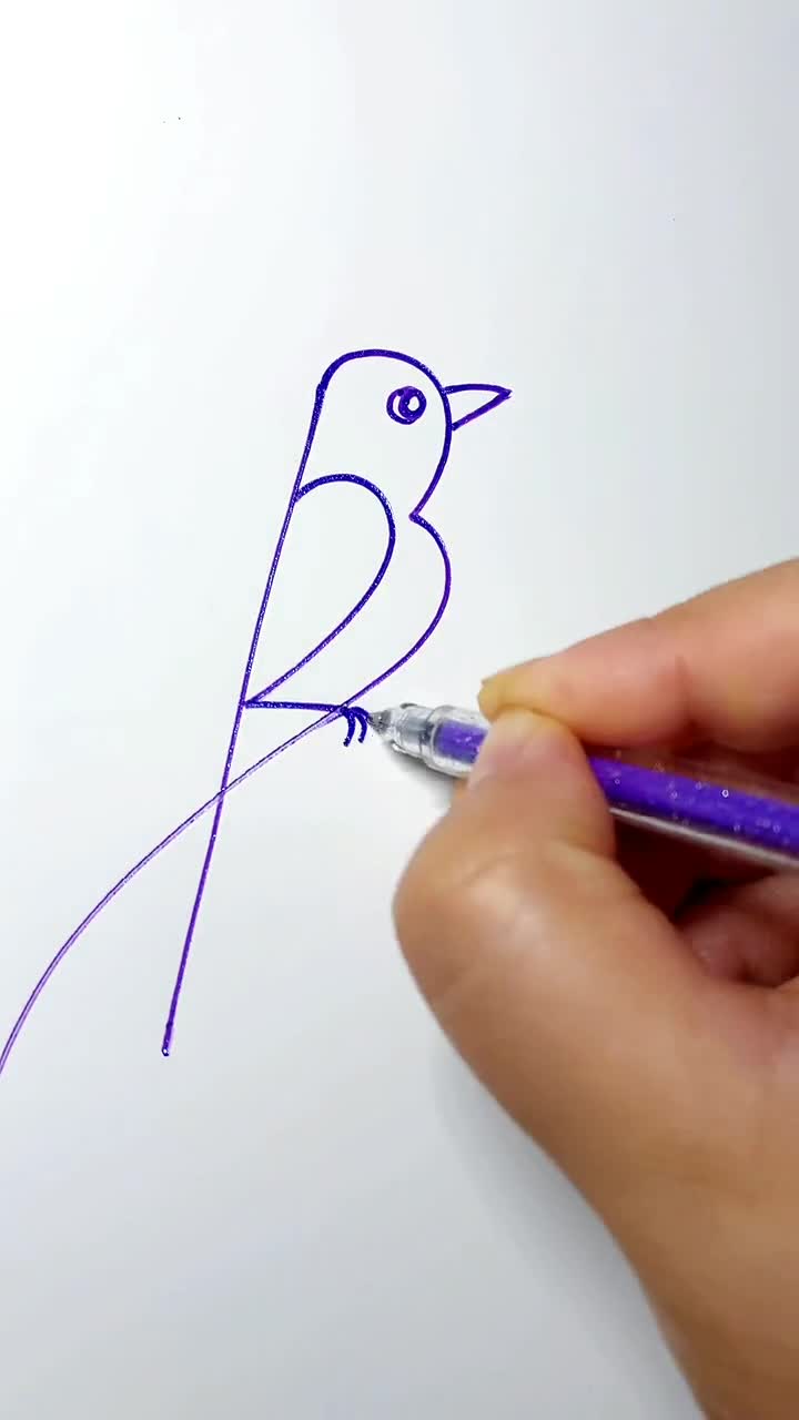 用数字123画小鸟简单图片