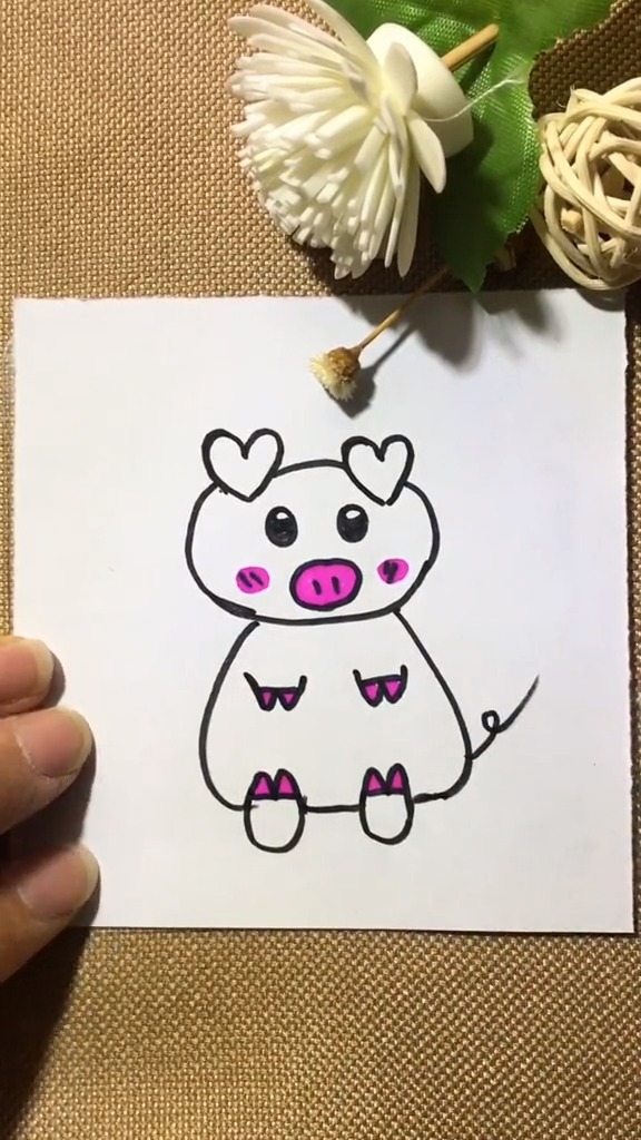 简笔画#两个w两个m画可爱小猪猪,可爱吧