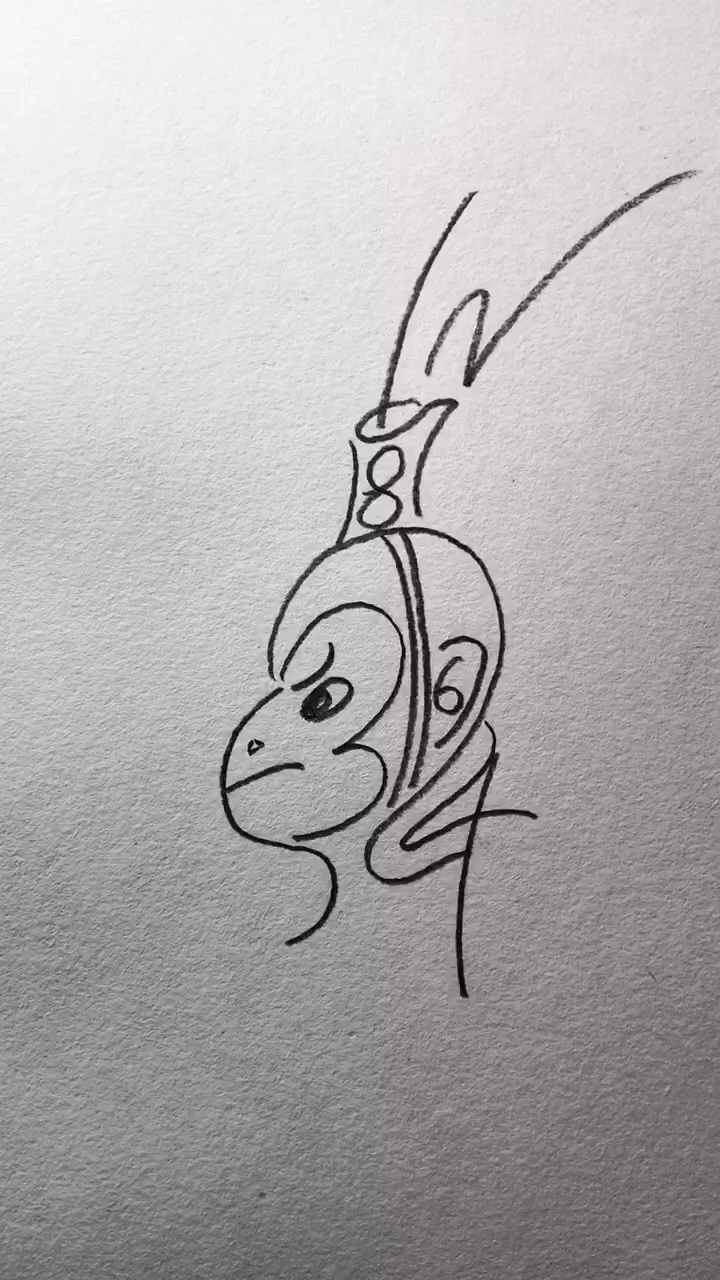 10秒学会,从数字1-12简单画孙悟空-度小视