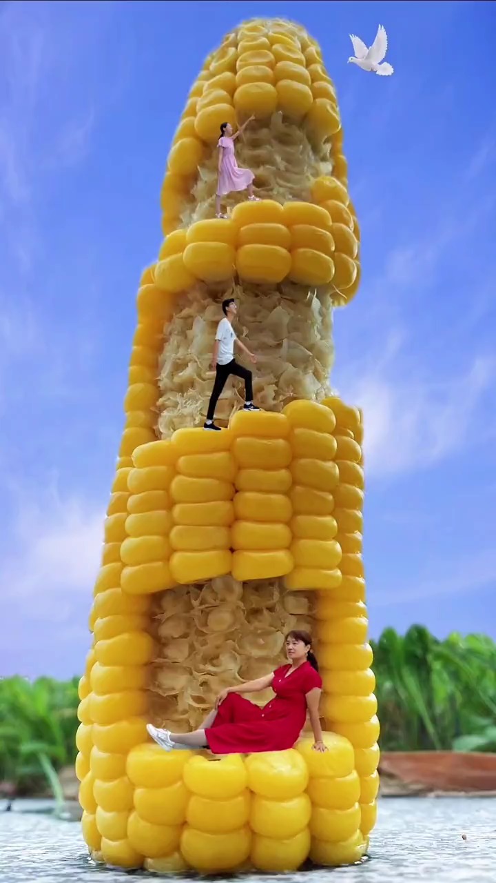 掰下的玉米棒,这样拍一个创意视频也是不错的哦!