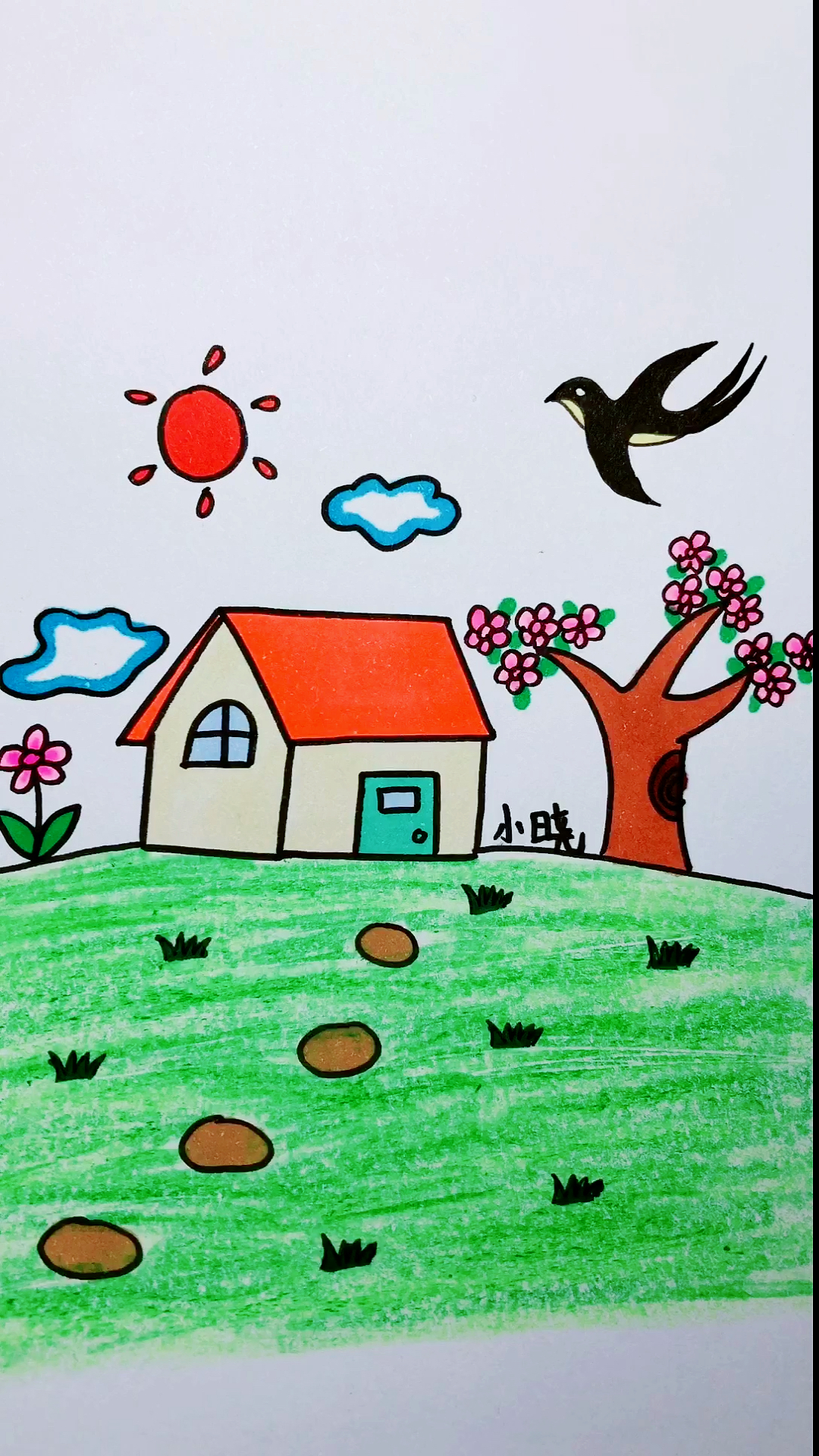 画画原来如此简单#教孩子画春暖花开-度小视