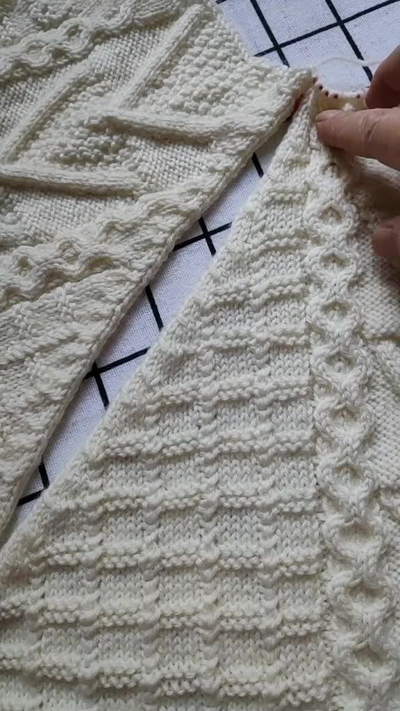 后片斜肩和斜肩袖山的缝合教程,很实用的纯手工毛线编织纯手工编织