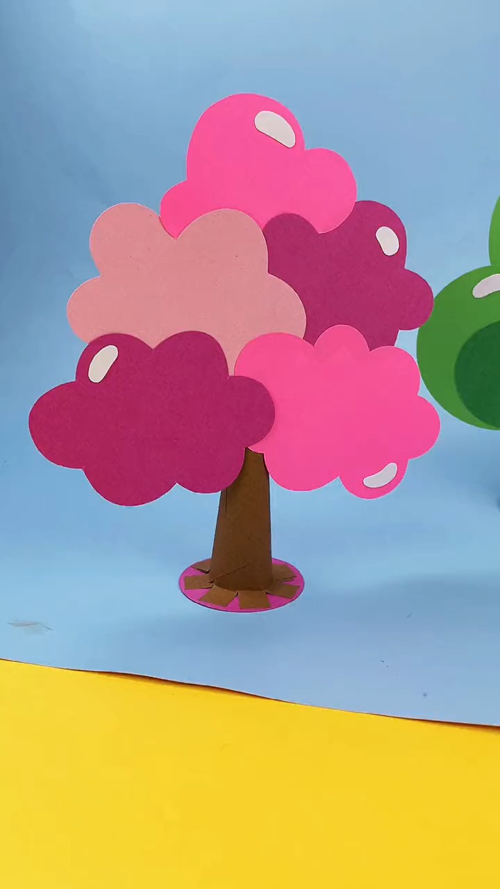 手工制作#彩虹色的立体小树,你们喜欢吗?