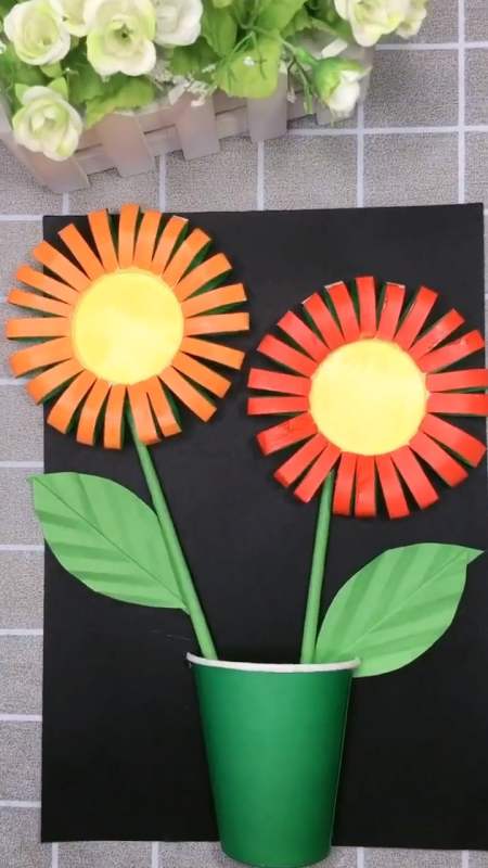 手工制作#用纸杯做两朵太阳花,精致又好看-全民小视频