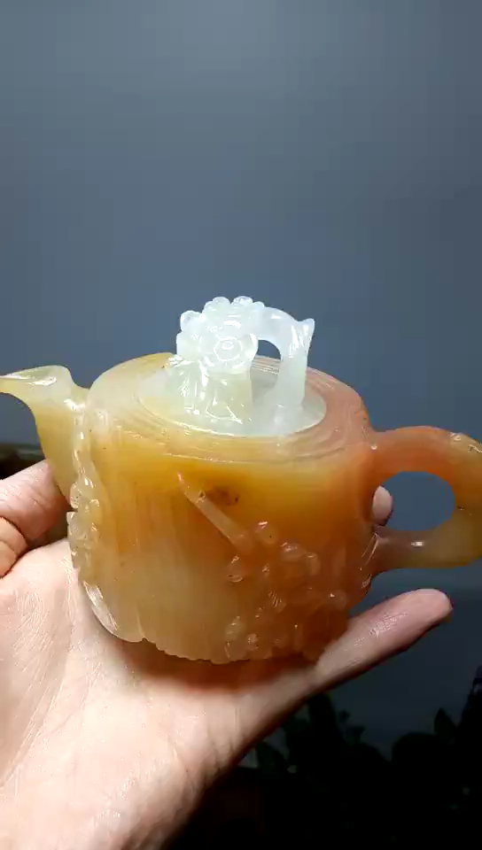 金丝玉三色光料壶