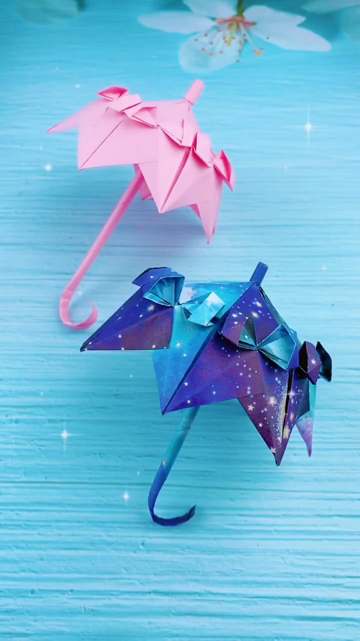 手工折纸#折个遮阳伞送给你,女孩子要做好防晒