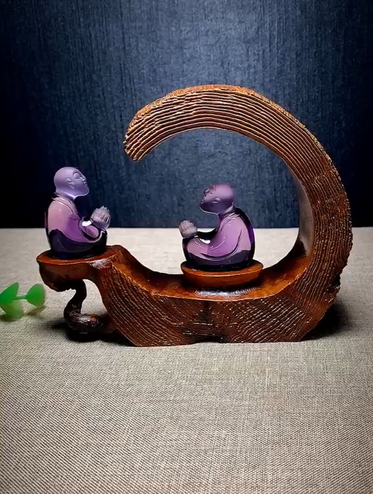 天然紫水晶悟道雕件摆件,超有意境的摆件