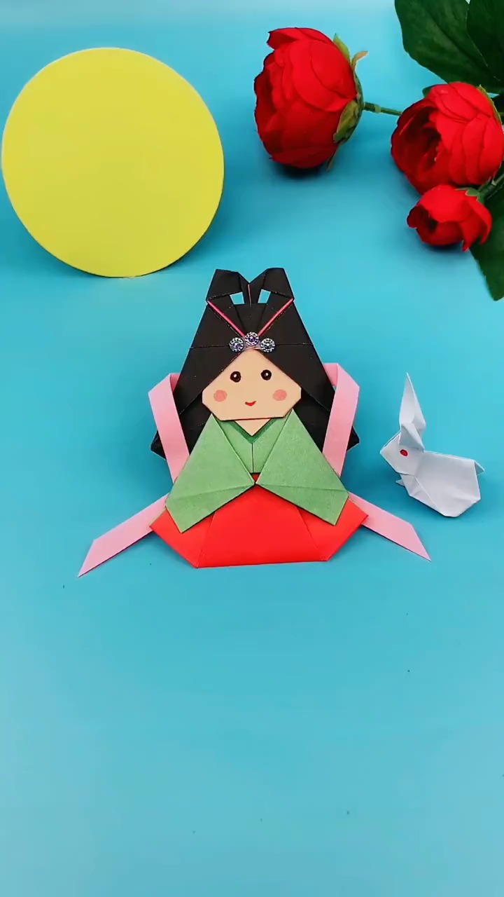 手工折纸#有点分不清是织女,还是嫦娥了