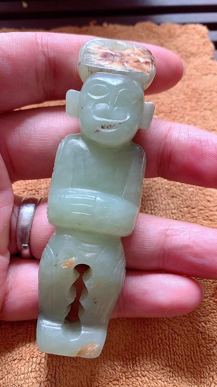 和田玉高古玉#高古和田黄玉圆雕玉人