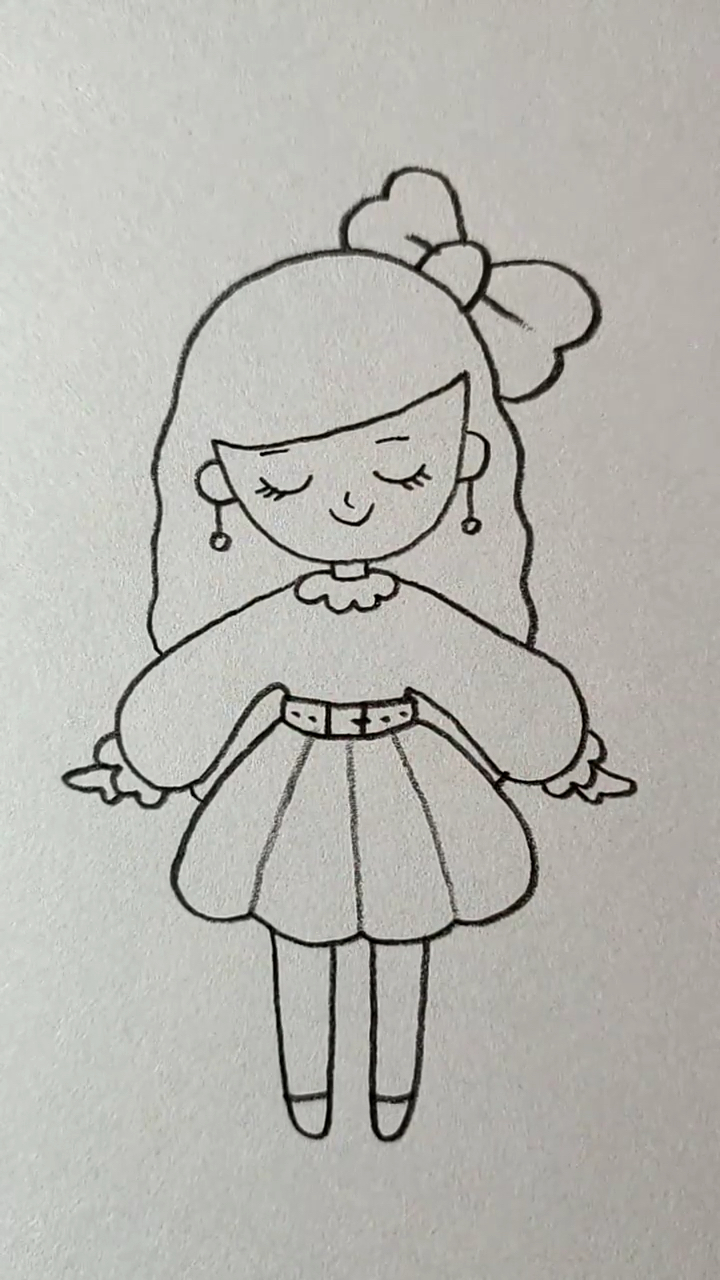 小女孩可爱的简笔画图片