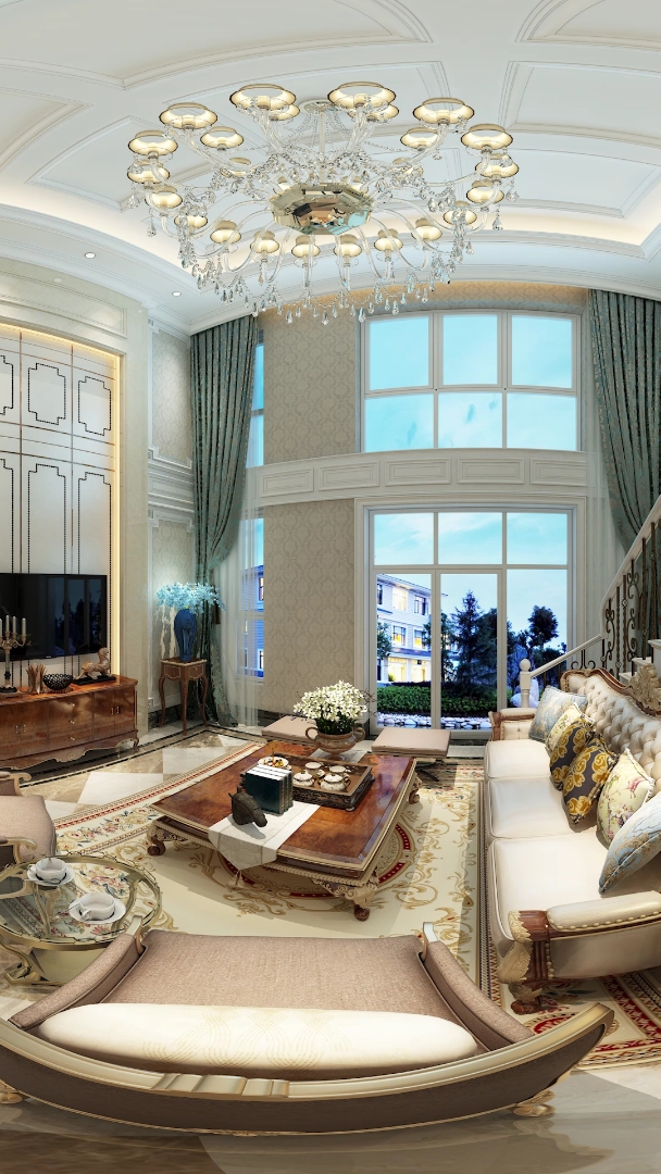 欧式别墅复式错层装修设计,二手房翻新效果图.