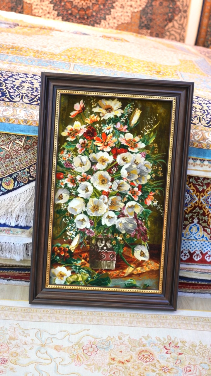 天匠地毯#伊朗真丝挂毯,手工工艺精良,颜色搭配巧妙,使用寿命长,什刎